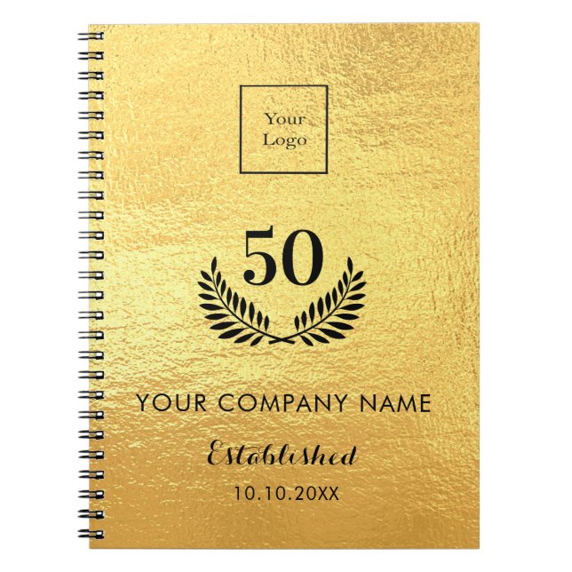 Carnet logo doré années de service en entreprise (Devant)
