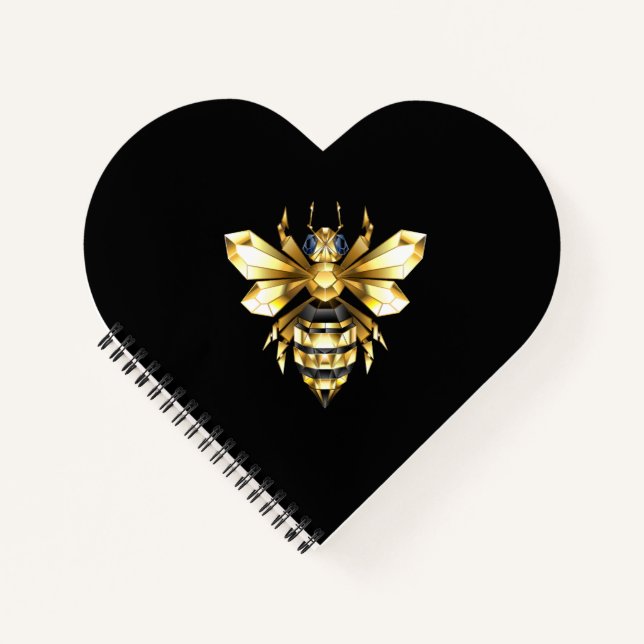 Carnet Logo Faux Gold Foil Bee Polygonal sur Noir (Devant)