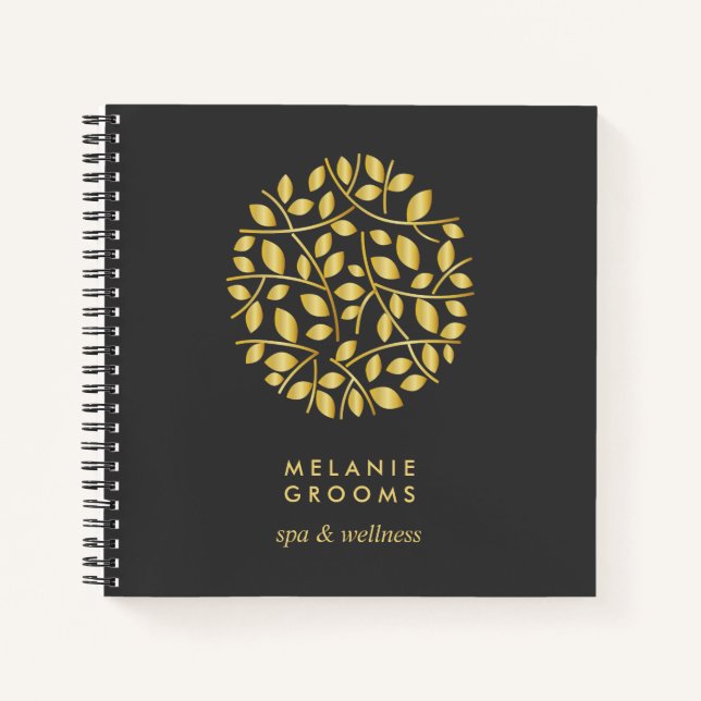 Carnet Logo Gold Feuille | Monogramme personnalisé (Devant)
