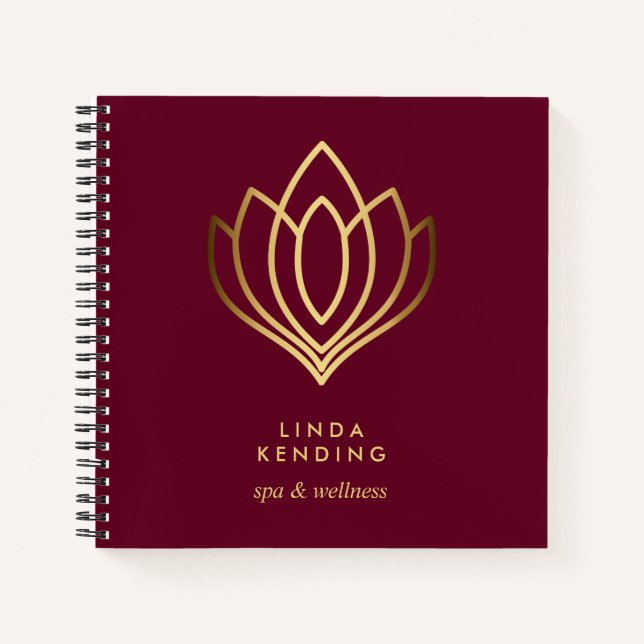 Carnet Logo Gold Lotus | RUBY RED | Monogramme personnali (Devant)