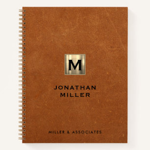 Carnet Logo initial en or de luxe Sable