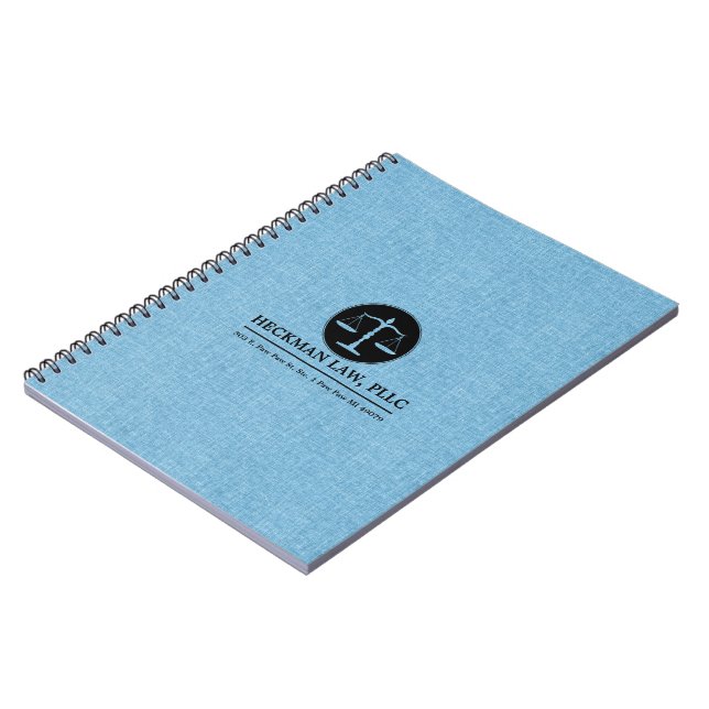 Carnet Logo Justice Tissu Lin Bleu (Côté gauche)