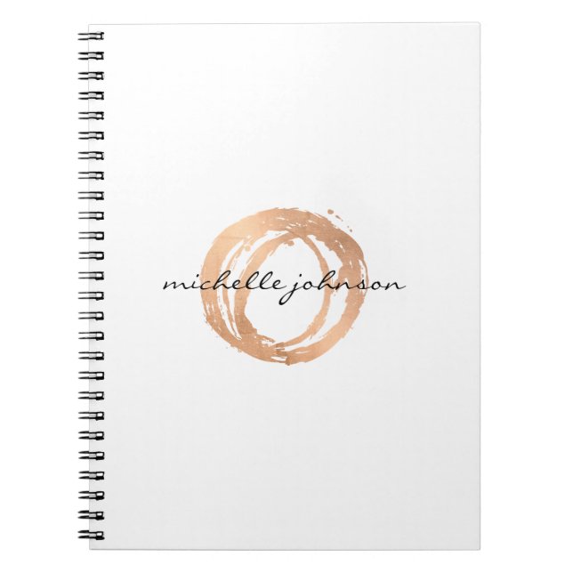 Carnet Logo Luxe Faux Rose Gold Peint Cercle Designer (Devant)