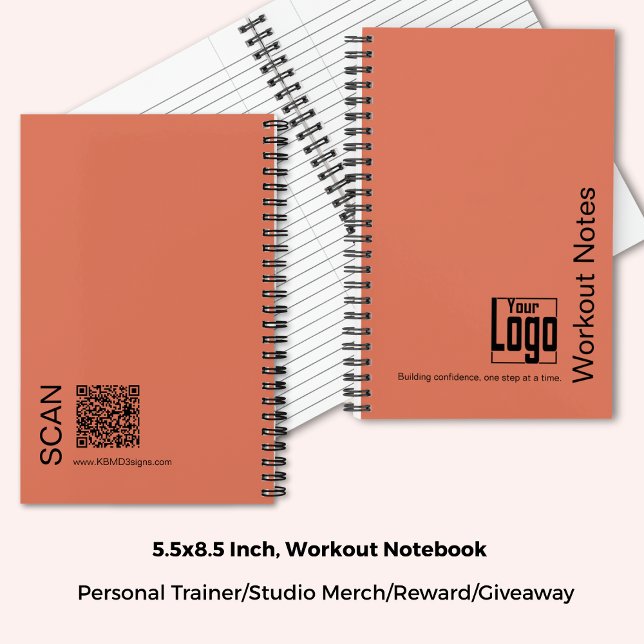 Carnet Logo Minimal Orange Noir Devise Fitness Entraîneme (5.5x8.5 Inch, Minimal Orange Black Logo Motto Fitness Workout Notebook)