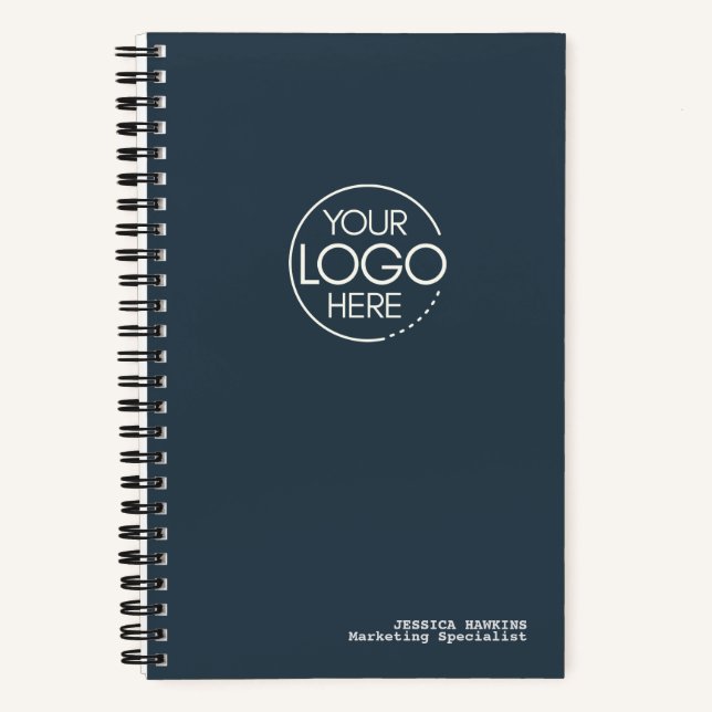 Carnet Logo Moderne Bleu Nuit Indigo Tendance (Recto)
