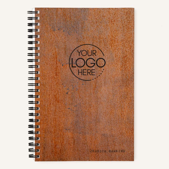 Carnet Logo Moderne en Acier Rouillé Patiné Tendance (Recto)