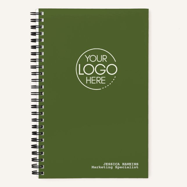 Carnet Logo Moderne Vert Olive Foncé Tendance (Recto)