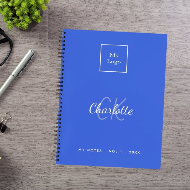 Carnet Logo monogramme bleu royal affaires modernes (Créateur téléchargé)