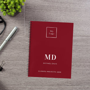 Carnet Logo monogramme initiales affaires rouge blanc