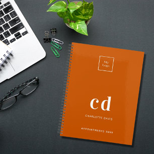 Carnet Logo monogramme initiales orange brûlé affaires