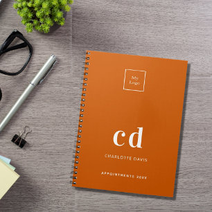 Carnet Logo monogramme initiales orange brûlé affaires
