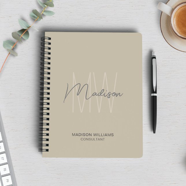 Carnet Logo Monogramme Moderne Beige Consultant (Modern Monogram Logo Beige Consultant Notebook)
