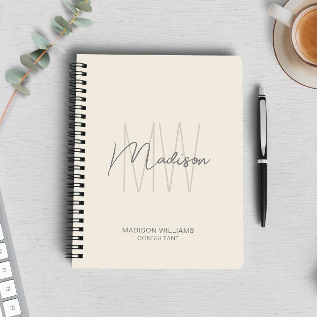 Carnet Logo Monogramme Moderne Crème Tanné Consultant (Modern Monogram Logo Cream Tan Consultant Notebook)