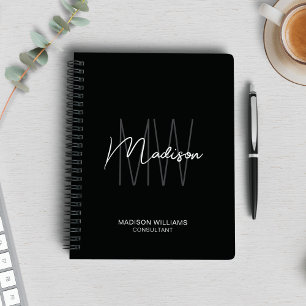 Carnet Logo Monogramme Moderne Noir Blanc Consultant