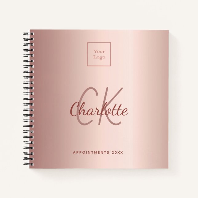 Carnet Logo monogramme rose gold affaires (Devant)