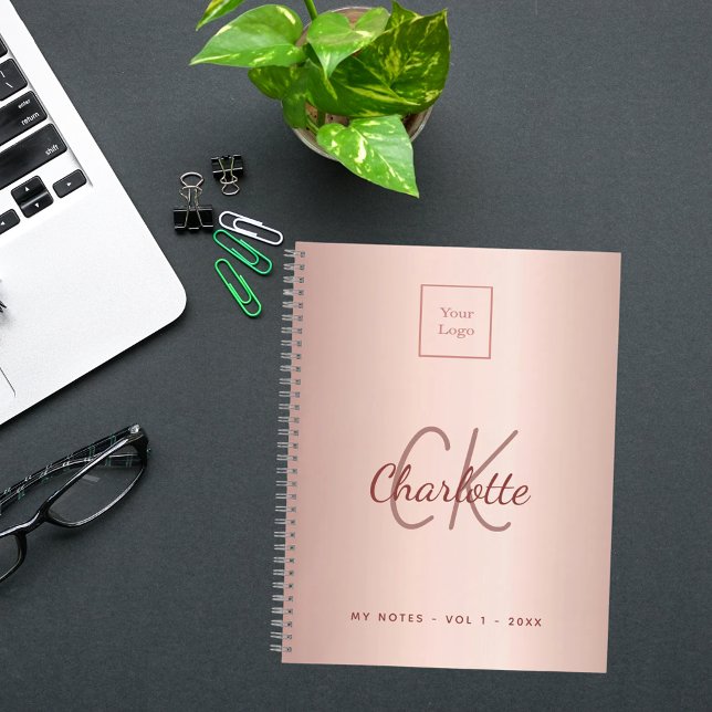 Carnet Logo monogramme rose gold élégant affaires (Créateur téléchargé)