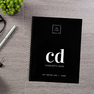 Carnet Logo noir blanc monogramme initiales affaires