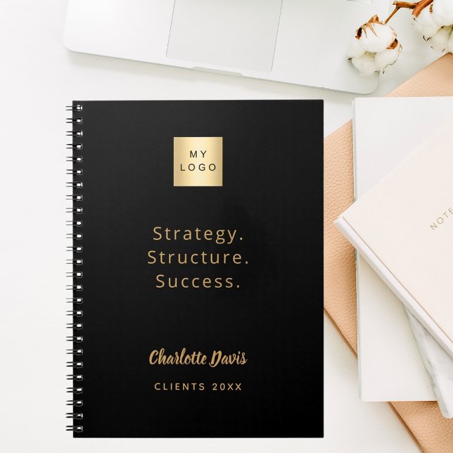 Carnet Logo noir or citation motivation entreprise (Créateur téléchargé)