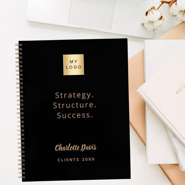 Carnet Logo noir or motivation citation entreprise (Créateur téléchargé)