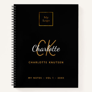 Carnet Logo or noir monogramme entreprise moderne