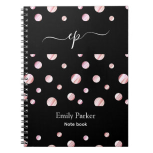 Carnet Logo personnalisé Black Pink Monogramme écriture n