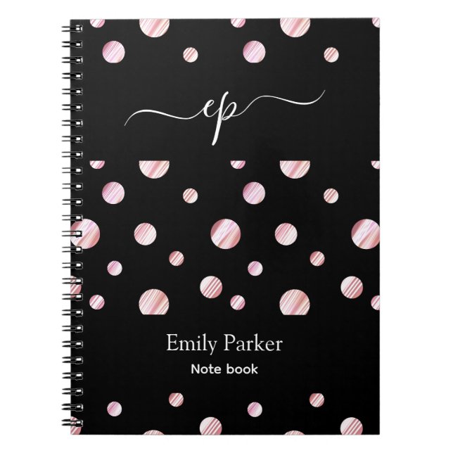 Carnet Logo personnalisé Black Pink Monogramme écriture n (Devant)
