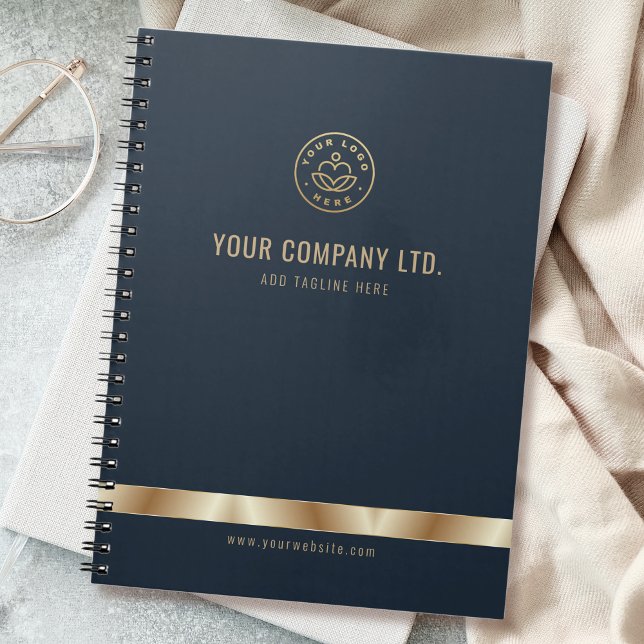 Carnet Logo personnalisé Elegant Blue Gold (Créateur téléchargé)