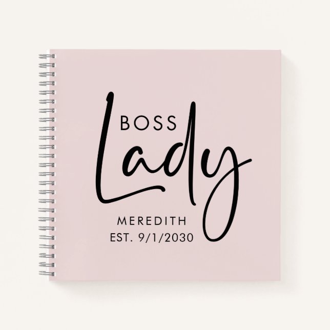 Carnet Logo personnalisé rose blush Boss Lady (Devant)