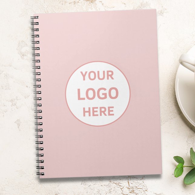 Carnet Logo personnalisé rose poudré affaires professionn (Custom Logo Blush Pink Professional Business Notebook)