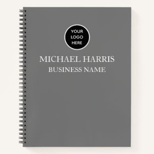 Carnet Logo professionnel Gris Monogramme Entreprise