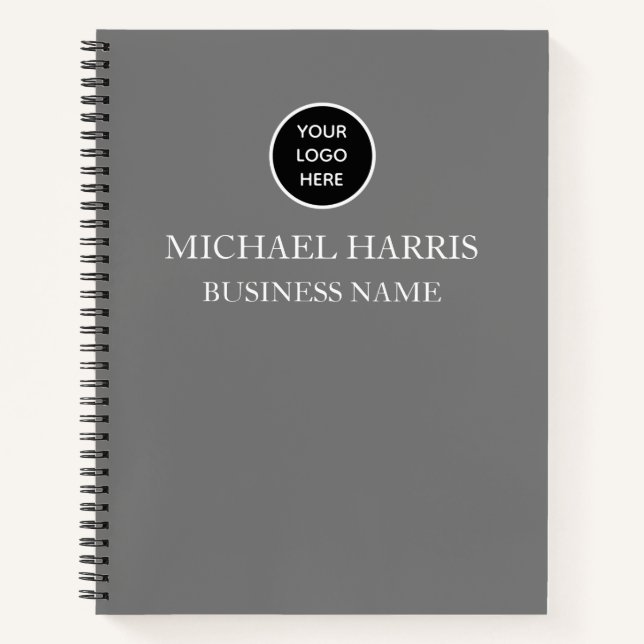 Carnet Logo professionnel Gris Monogramme Entreprise (Devant)