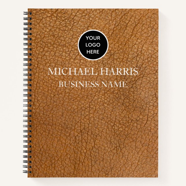 Carnet Logo professionnel Monogramme en cuir Brown Busine (Devant)