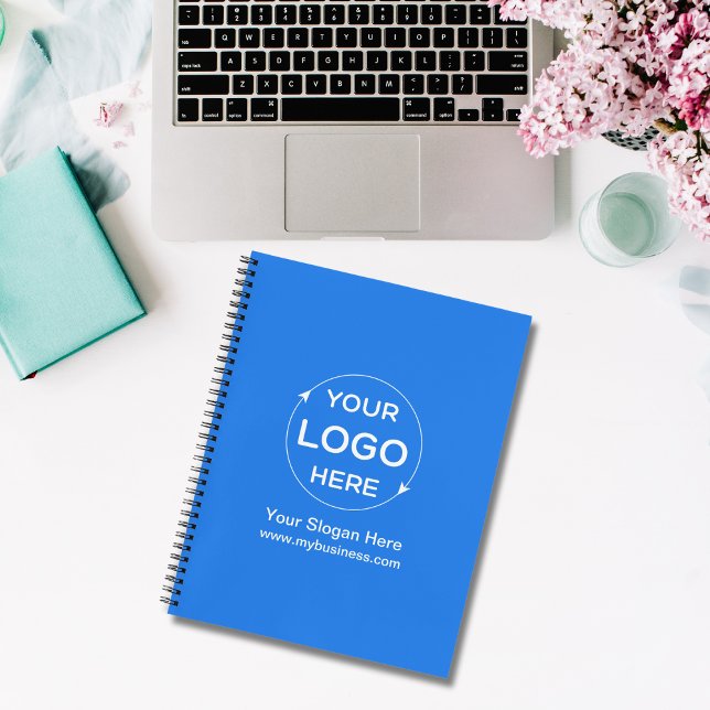 Carnet Logo professionnel personnalisé bleu (Custom Business Logo Blue Notebook)