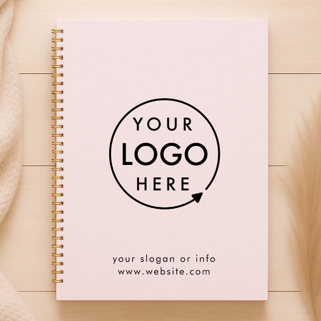 Carnet Logo rose | Entreprise Moderne Minimaliste (Feminine company branded spiral notebook for small business meeting note taking & office records.)
