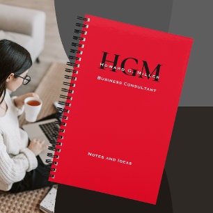 Carnet Logo simple moderne d'entreprise monogramme rouge 