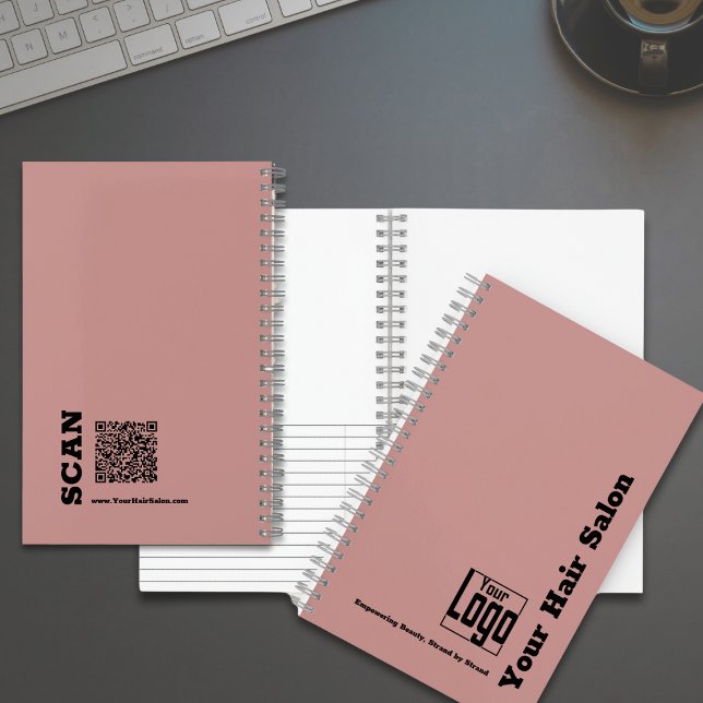 Carnet Logo Simple Moto Rose Black Hair Salon (Simple Logo Motto Pink Black Hair Salon Notebook - Logo -Company Name - Tagline)