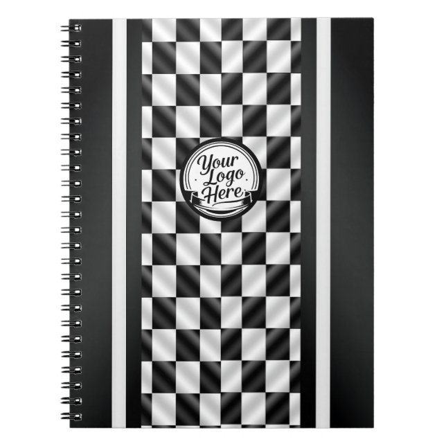 Carnet Logo Sport Noir Blanc Damier de Course (Devant)