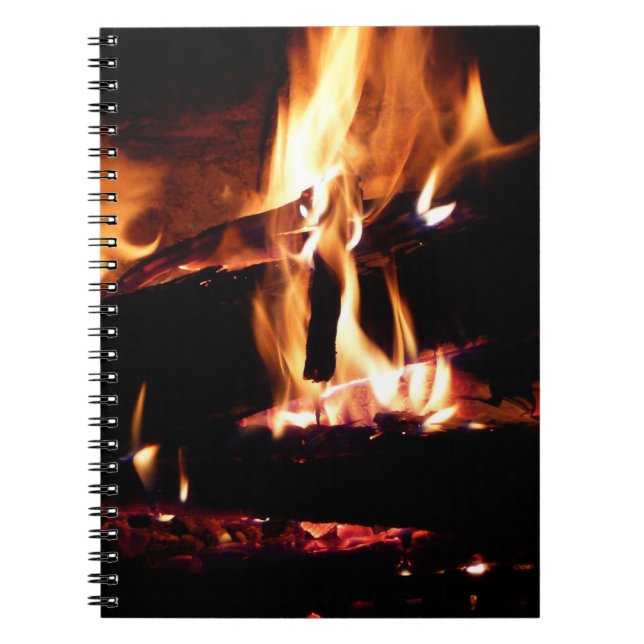 Carnet Logs dans la cheminée Photographie de feu chaud (Devant)
