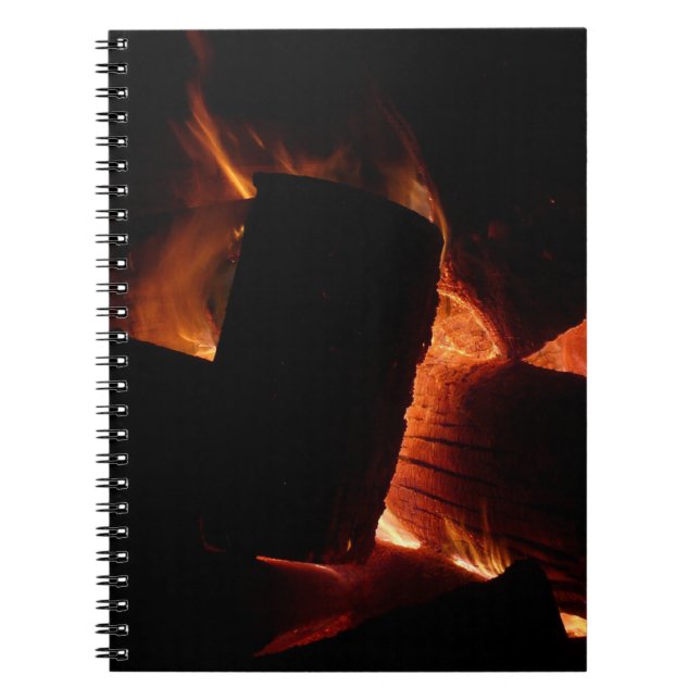 Carnet Logs dans la cheminée Photographie de feu chaud (Devant)