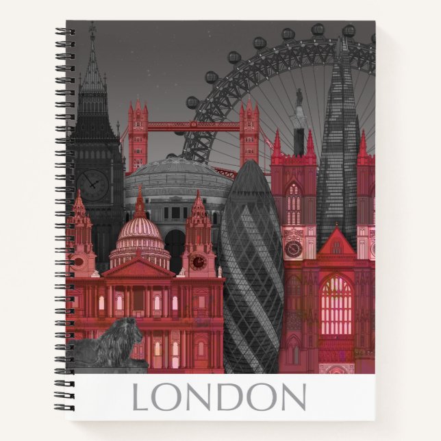 Carnet London Elevages by Night - Rouge (Devant)