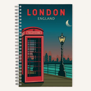 Carnet Londres Angleterre Retro Travel Art Vintage