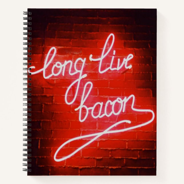 Carnet Longue vie Bacon néon signe, amant Bacon (Devant)