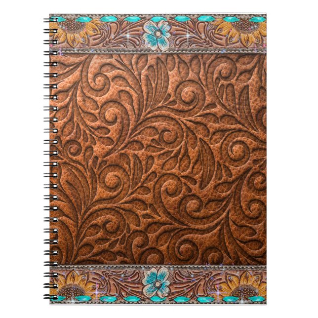 Carnet Look Cuir Avec Accents Turquoise (Devant)