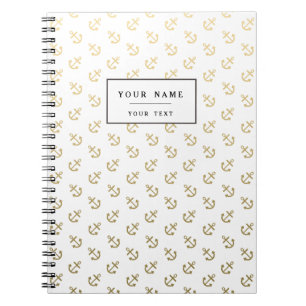 Carnet L'or ancre le motif blanc d'arrière - plan