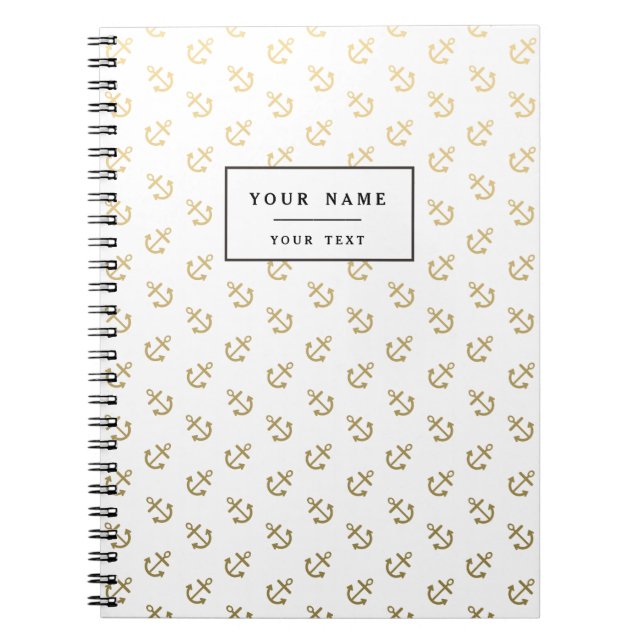 Carnet L'or ancre le motif blanc d'arrière - plan (Devant)