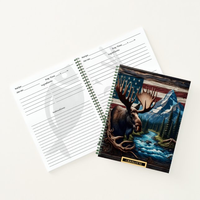 Carnet L'orignal au bord d'une rivière calme et des monta (Intérieur)