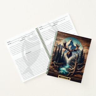 Carnet L'orignal au bord d'une rivière de montagne calme