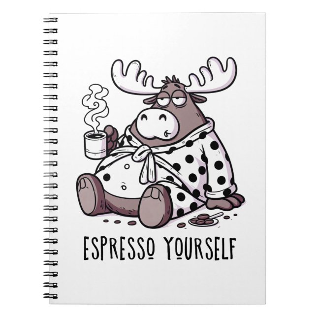 Carnet L'orignal boit du café dans une robe Poka Dot (Devant)
