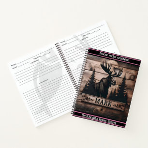 Carnet L'orignal sculpté sur bois au coucher du soleil