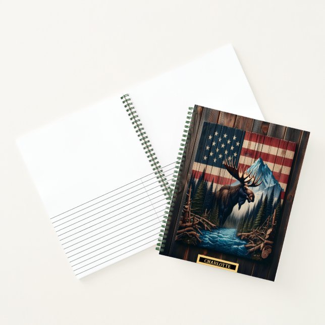Carnet L'orignal se dresse fièrement dans un cadre rustiq (Intérieur)
